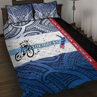 Personalised Cycling New Zealand Quilt Bed Set Aotearoa Map Fern Maori Pattern