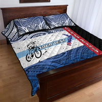 Personalised Cycling New Zealand Quilt Bed Set Aotearoa Map Fern Maori Pattern