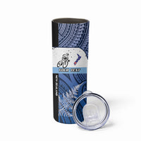 Personalised Cycling New Zealand Skinny Tumbler Aotearoa Map Fern Maori Pattern
