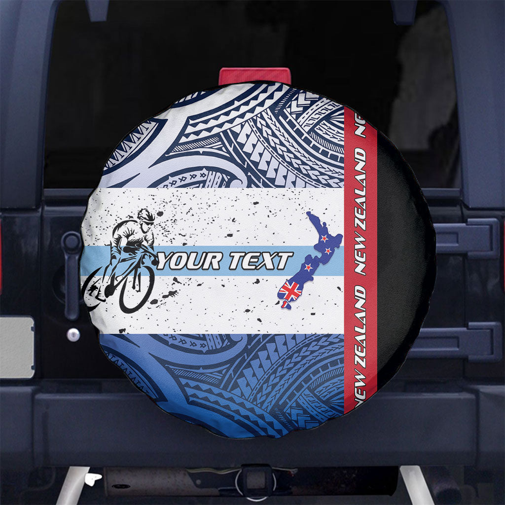 Personalised Cycling New Zealand Spare Tire Cover Aotearoa Map Fern Maori Pattern