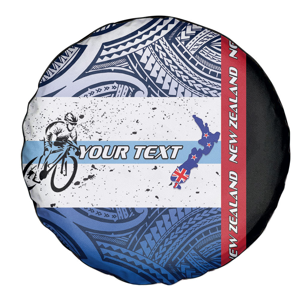 Personalised Cycling New Zealand Spare Tire Cover Aotearoa Map Fern Maori Pattern