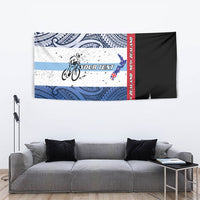 Personalised Cycling New Zealand Tapestry Aotearoa Map Fern Maori Pattern