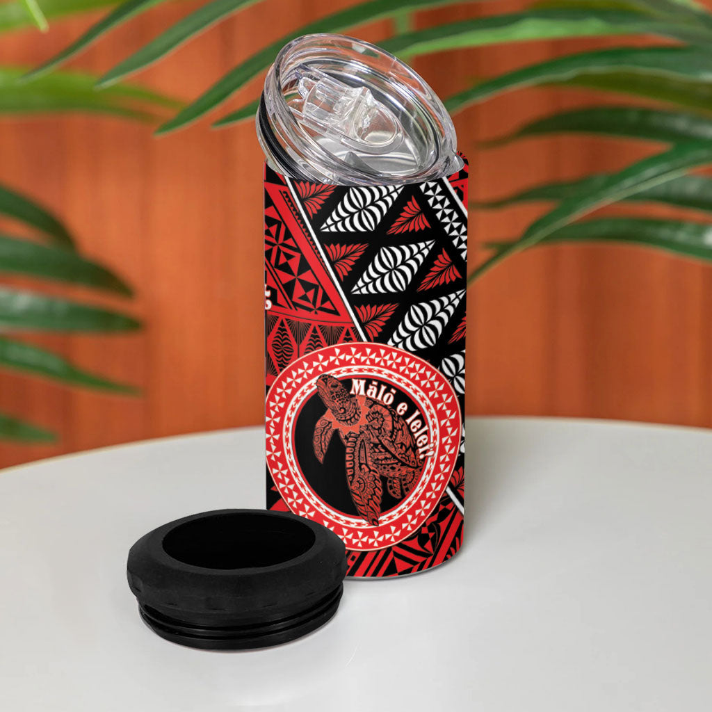 Personalised Tonga Language Week 4 in 1 Can Cooler Tumbler Heilala Turtle Malo E Lelei
