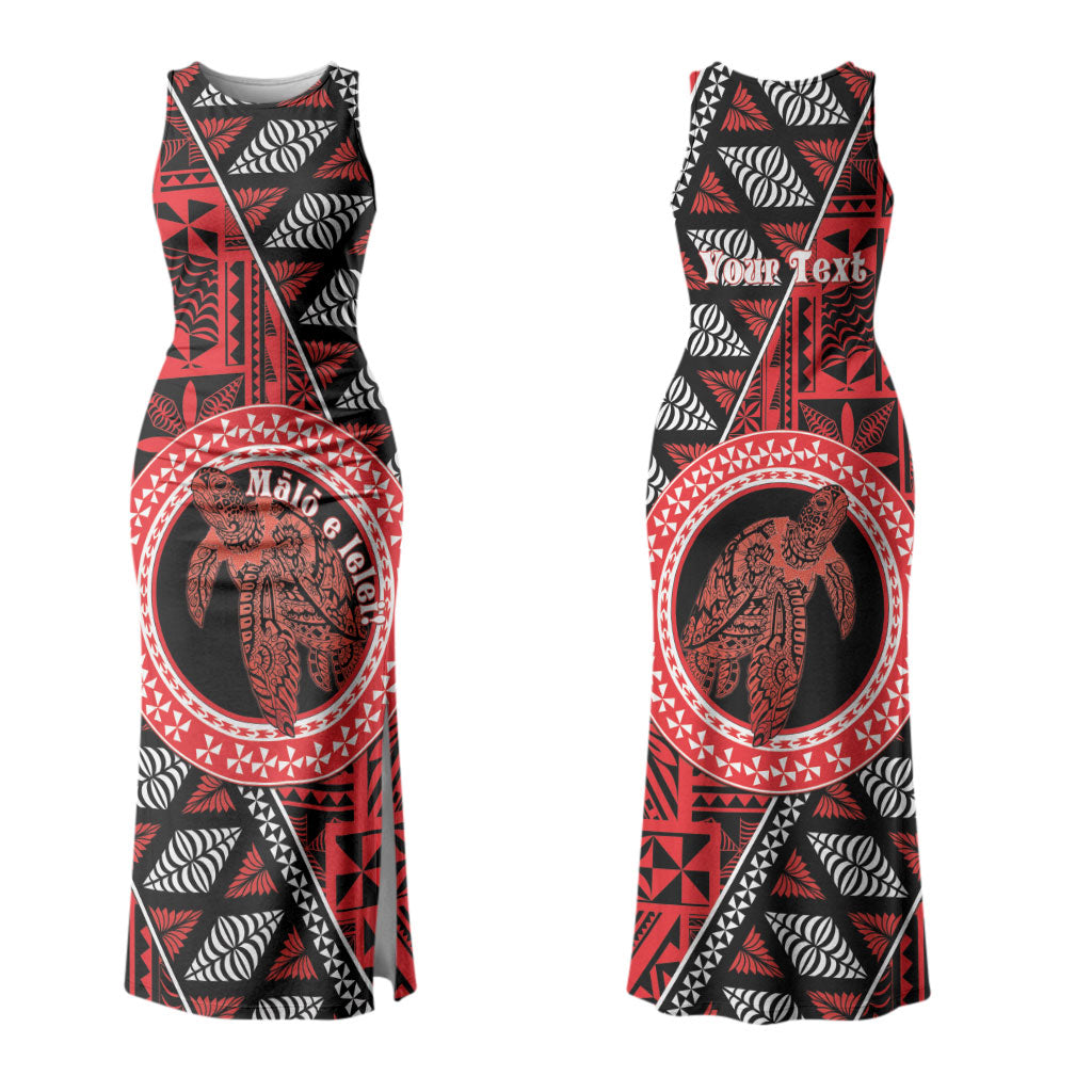 Personalised Tonga Language Week Couples Matching Tank Maxi Dress and Hawaiian Shirt Heilala Turtle Malo E Lelei