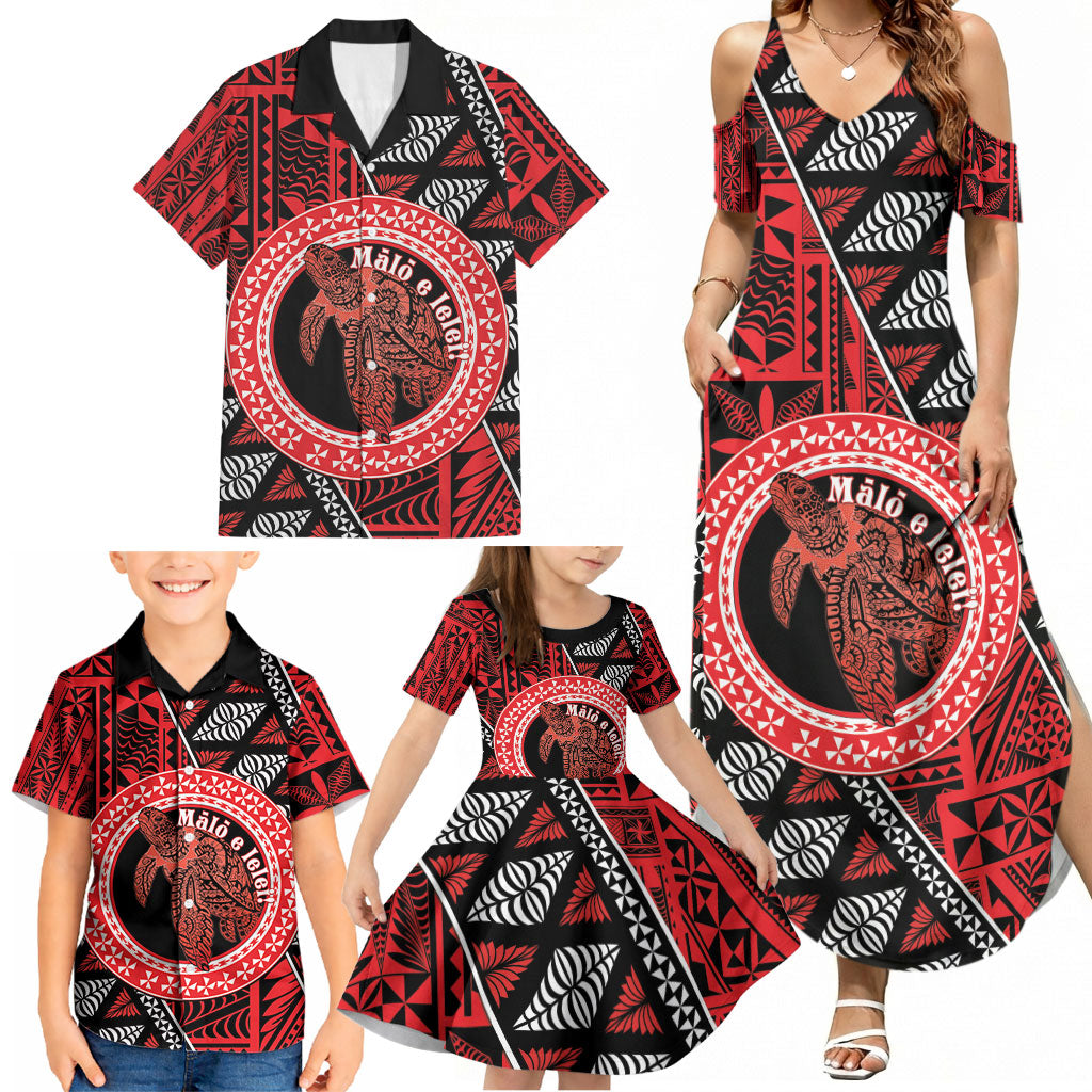 Personalised Tonga Language Week Family Matching Summer Maxi Dress and Hawaiian Shirt Heilala Turtle Malo E Lelei LT22 - Polynesian Pride