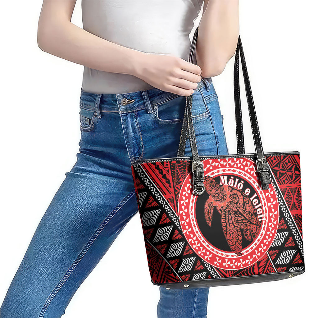 Tonga Language Week Leather Tote Bag Heilala Turtle Malo E Lelei