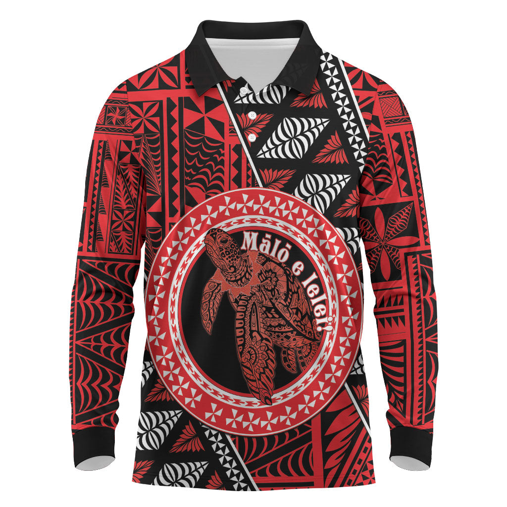 Personalised Tonga Language Week Long Sleeve Polo Shirt Heilala Turtle Malo E Lelei