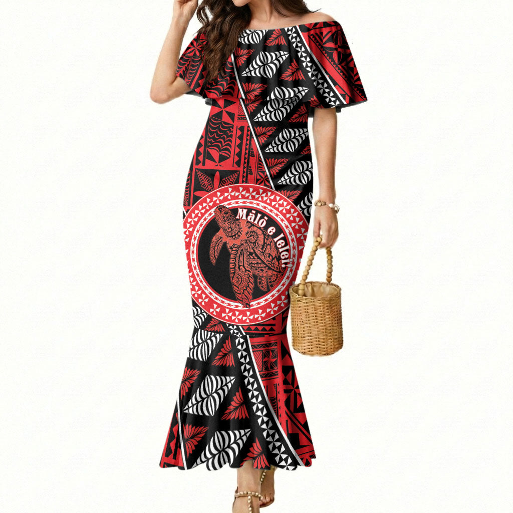 Personalised Tonga Language Week Mermaid Dress Heilala Turtle Malo E Lelei