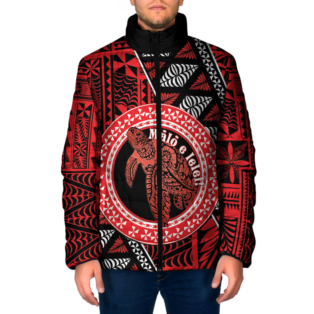 Personalised Tonga Language Week Padded Jacket Heilala Turtle Malo E Lelei LT22 Men Red - Polynesian Pride