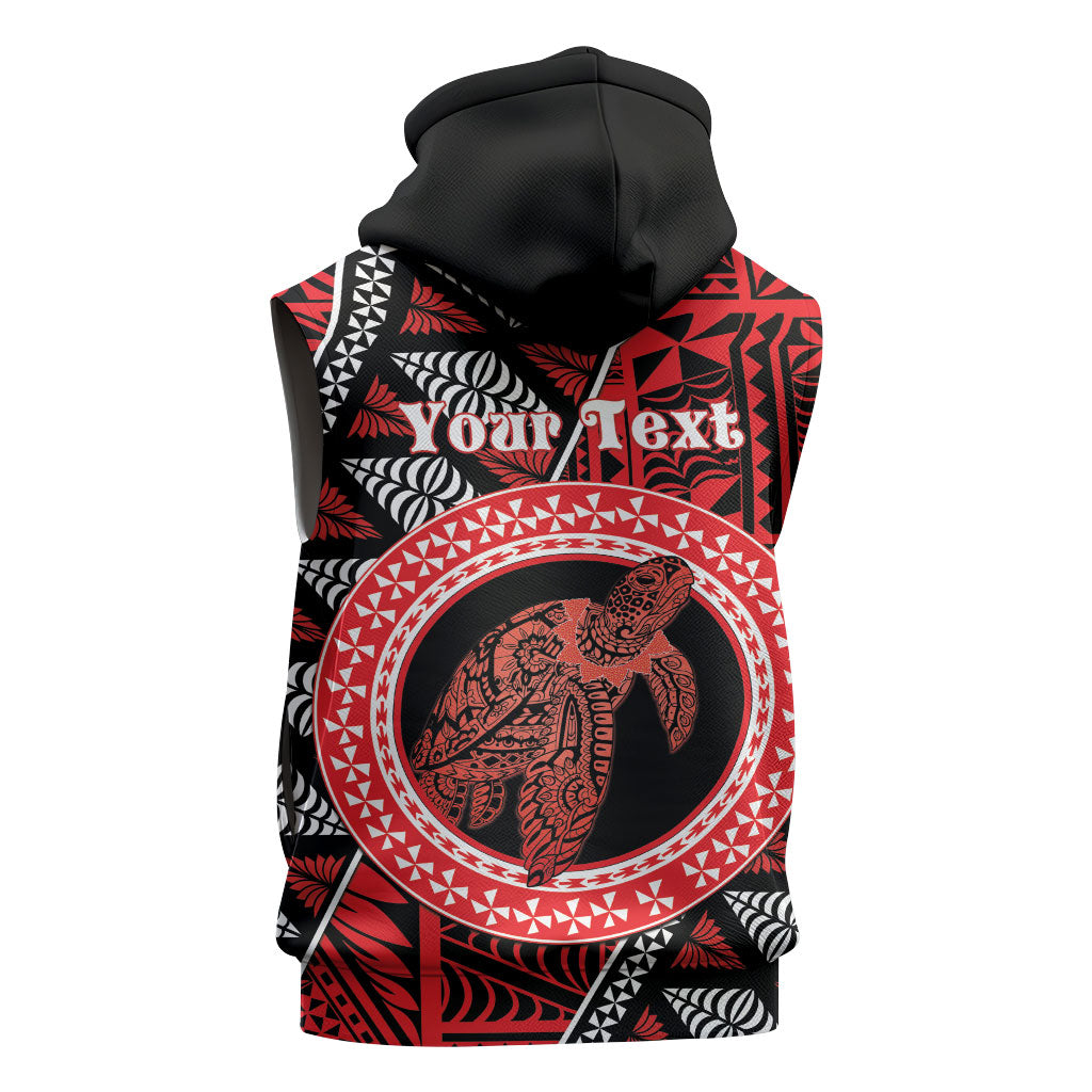 Personalised Tonga Language Week Sleeveless Zip Hoodie Heilala Turtle Malo E Lelei