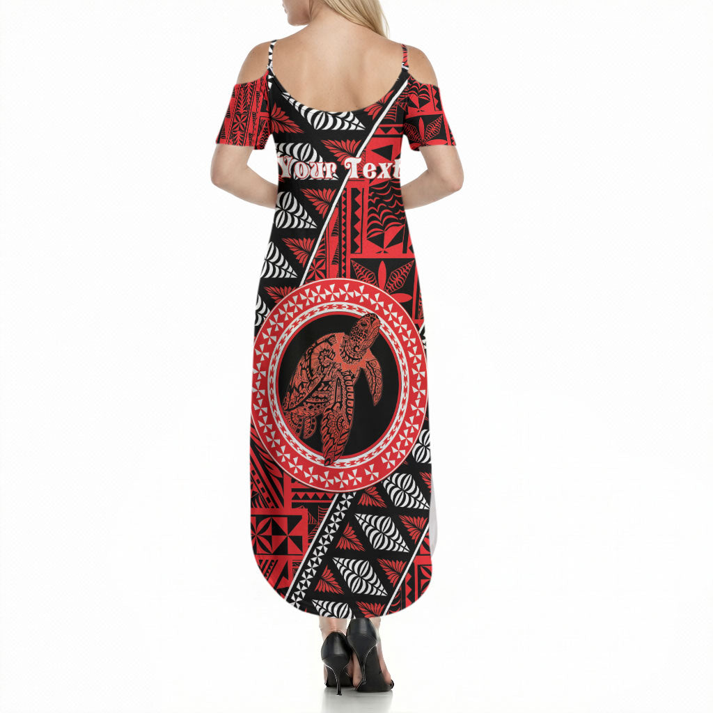 Personalised Tonga Language Week Summer Maxi Dress Heilala Turtle Malo E Lelei