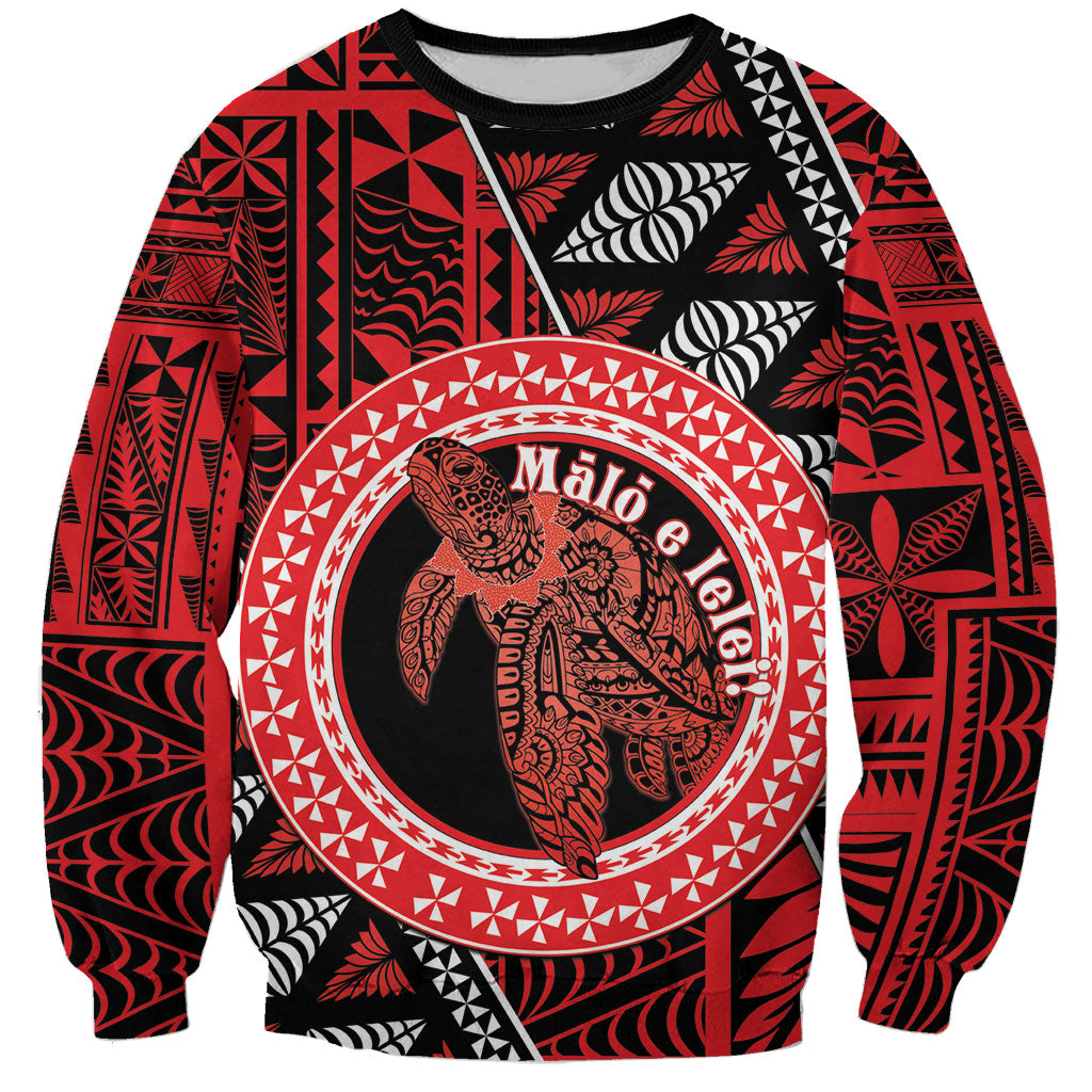 Personalised Tonga Language Week Sweatshirt Heilala Turtle Malo E Lelei LT22 Unisex Red - Polynesian Pride