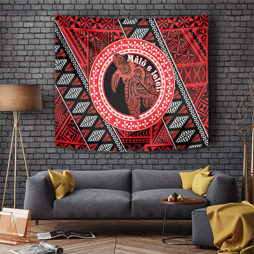 Tonga Language Week Tapestry Heilala Turtle Malo E Lelei LT22 Red - Polynesian Pride