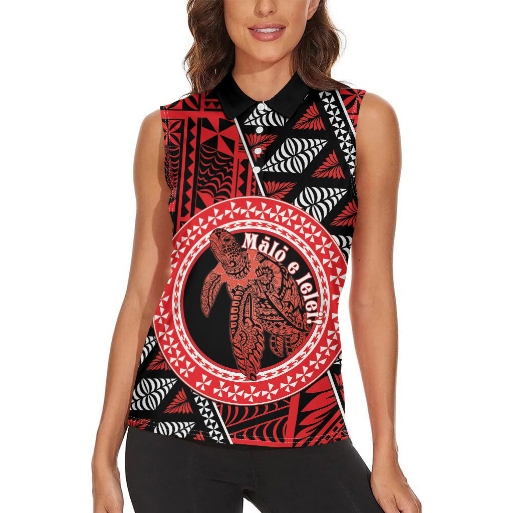 Personalised Tonga Language Week Women Sleeveless Polo Shirt Heilala Turtle Malo E Lelei
