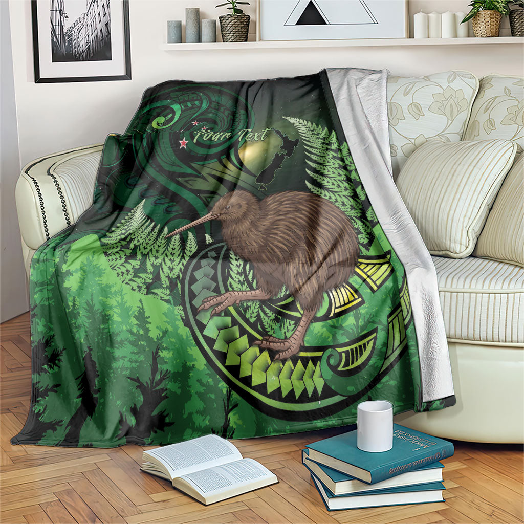 Kiwi New Zealand Personalised Blanket Aotearoa Map Silver Fern Koru Pattern