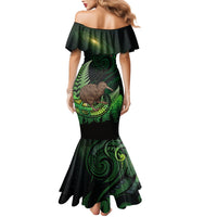 Kiwi New Zealand Personalised Family Matching Mermaid Dress and Hawaiian Shirt Aotearoa Map Silver Fern Koru Pattern LT22 - Polynesian Pride