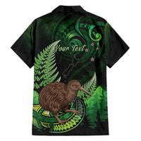 Kiwi New Zealand Personalised Family Matching Off Shoulder Short Dress and Hawaiian Shirt Aotearoa Map Silver Fern Koru Pattern LT22 - Polynesian Pride