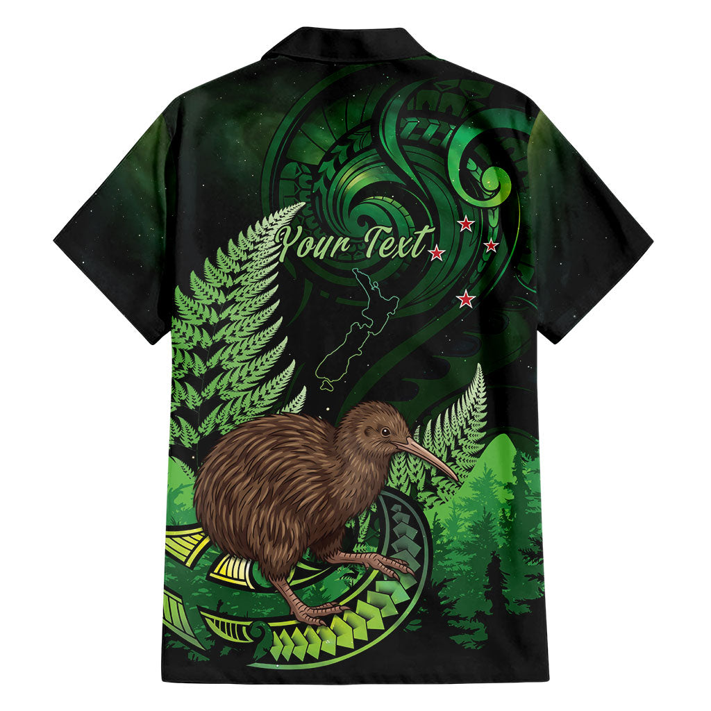 Kiwi New Zealand Personalised Hawaiian Shirt Aotearoa Map Silver Fern Koru Pattern