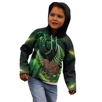 Kiwi New Zealand Personalised Kid Hoodie Aotearoa Map Silver Fern Koru Pattern