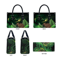 Kiwi New Zealand Personalised Leather Bag Aotearoa Map Silver Fern Koru Pattern
