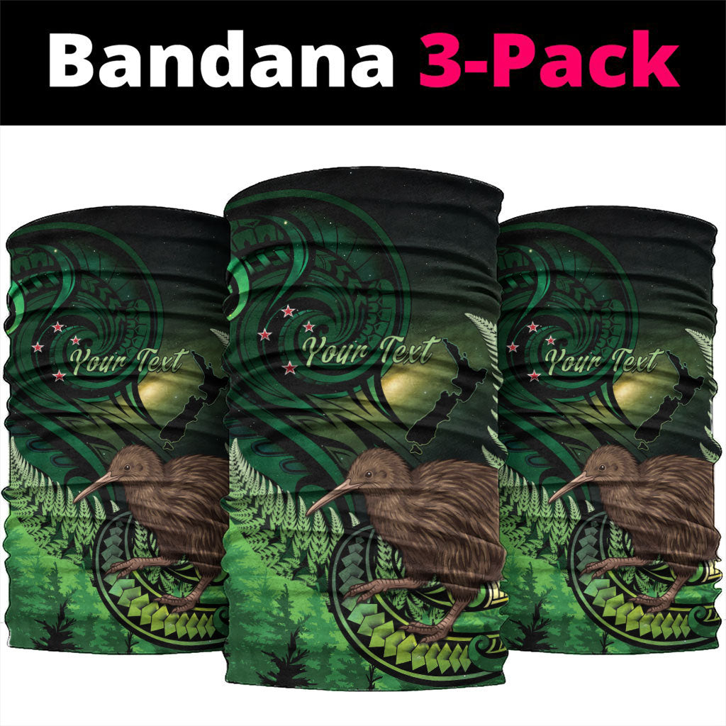 Kiwi New Zealand Personalised Neck Gaiter Aotearoa Map Silver Fern Koru Pattern