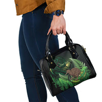 Kiwi New Zealand Personalised Shoulder Handbag Aotearoa Map Silver Fern Koru Pattern