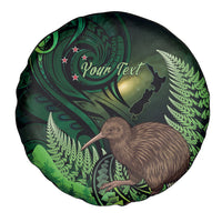 Kiwi New Zealand Personalised Spare Tire Cover Aotearoa Map Silver Fern Koru Pattern