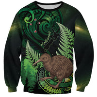 Kiwi New Zealand Personalised Sweatshirt Aotearoa Map Silver Fern Koru Pattern