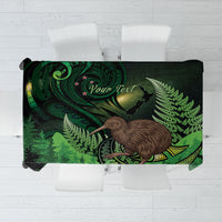 Kiwi New Zealand Personalised Tablecloth Aotearoa Map Silver Fern Koru Pattern