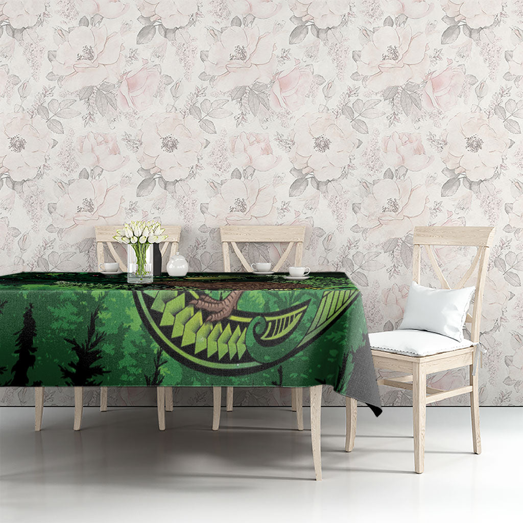 Kiwi New Zealand Personalised Tablecloth Aotearoa Map Silver Fern Koru Pattern