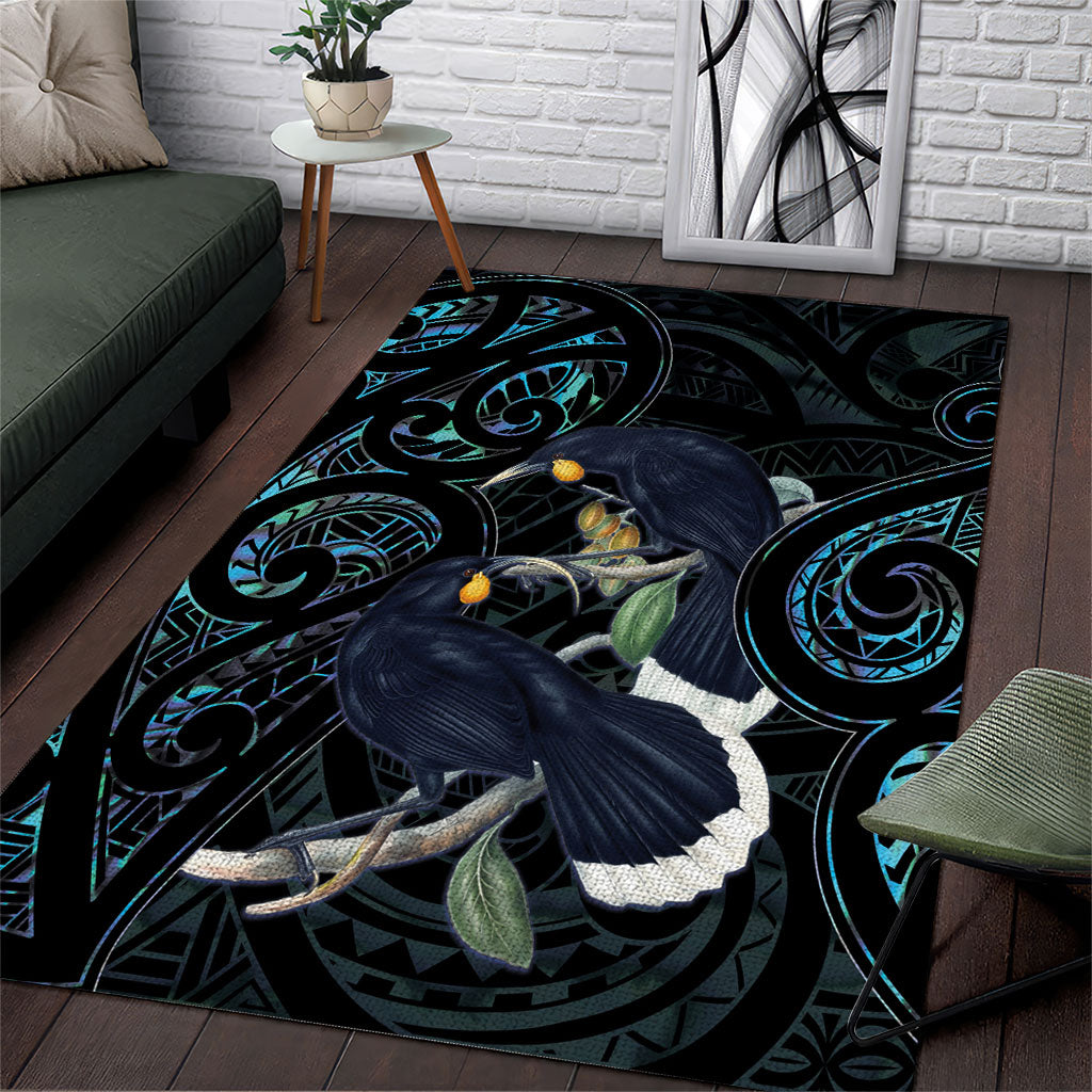 New Zealand Huia Bird Area Rug Paua Shell Maori Pattern