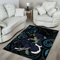 New Zealand Huia Bird Area Rug Paua Shell Maori Pattern