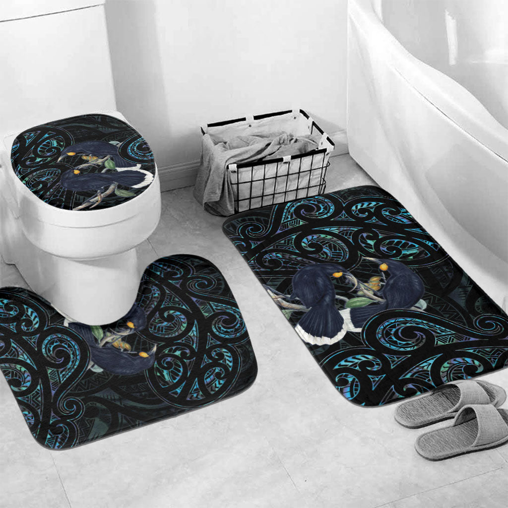 New Zealand Huia Bird Bathroom Set Paua Shell Maori Pattern