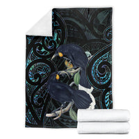 New Zealand Huia Bird Blanket Paua Shell Maori Pattern