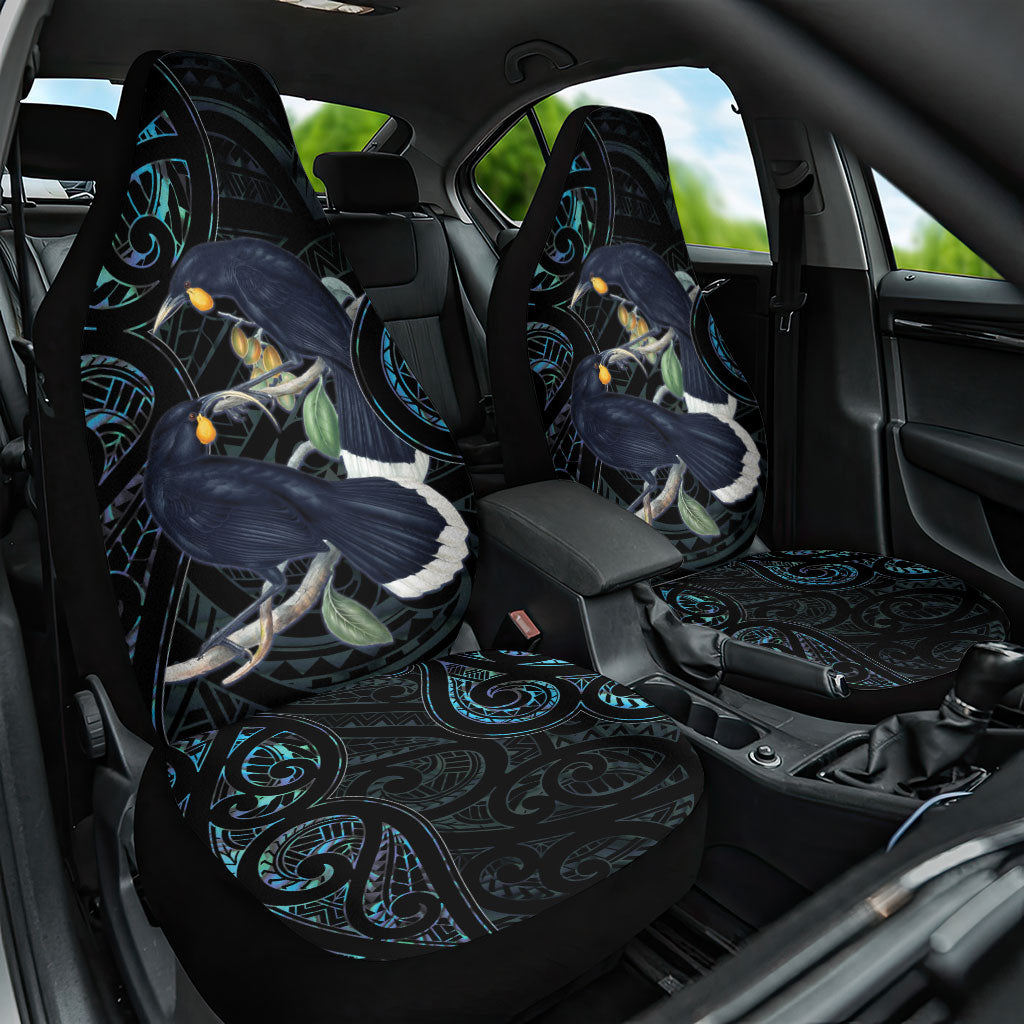 New Zealand Huia Bird Car Seat Cover Paua Shell Maori Pattern