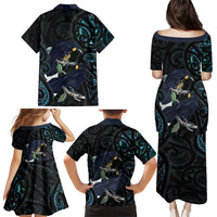 New Zealand Huia Bird Family Matching Puletasi and Hawaiian Shirt Paua Shell Maori Pattern LT22 - Polynesian Pride