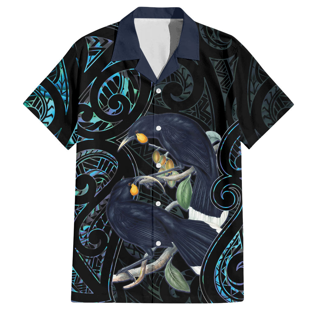 New Zealand Huia Bird Hawaiian Shirt Paua Shell Maori Pattern