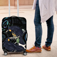 New Zealand Huia Bird Luggage Cover Paua Shell Maori Pattern