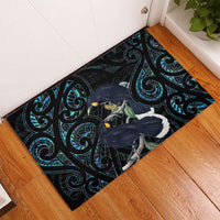 New Zealand Huia Bird Rubber Doormat Paua Shell Maori Pattern