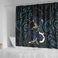 New Zealand Huia Bird Shower Curtain Paua Shell Maori Pattern