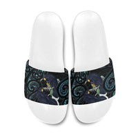 New Zealand Huia Bird Slide Sandals Paua Shell Maori Pattern