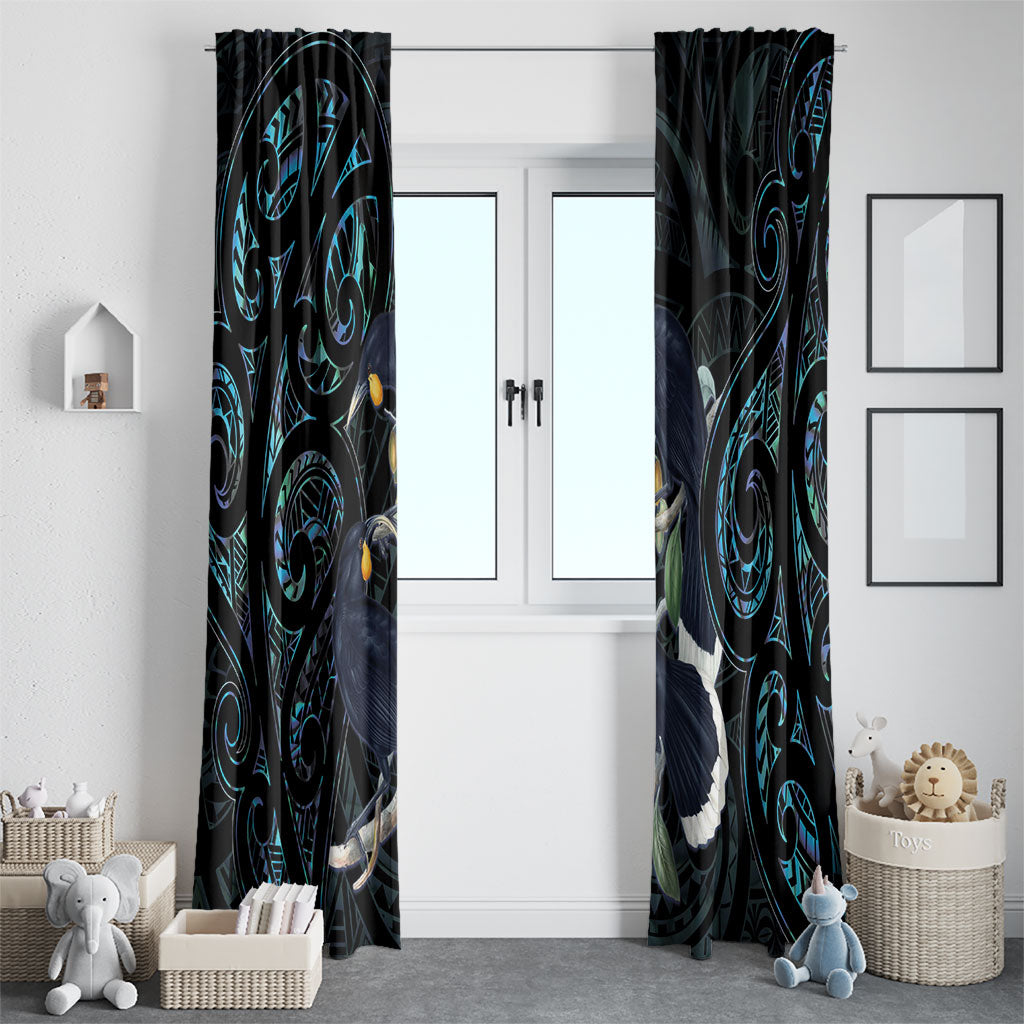 New Zealand Huia Bird Window Curtain Paua Shell Maori Pattern