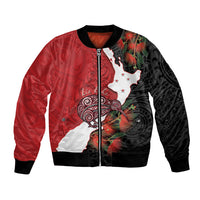 Kiwi New Zealand Personalised Bomber Jacket NZ Map Pohutukawa Fern Maori Pattern