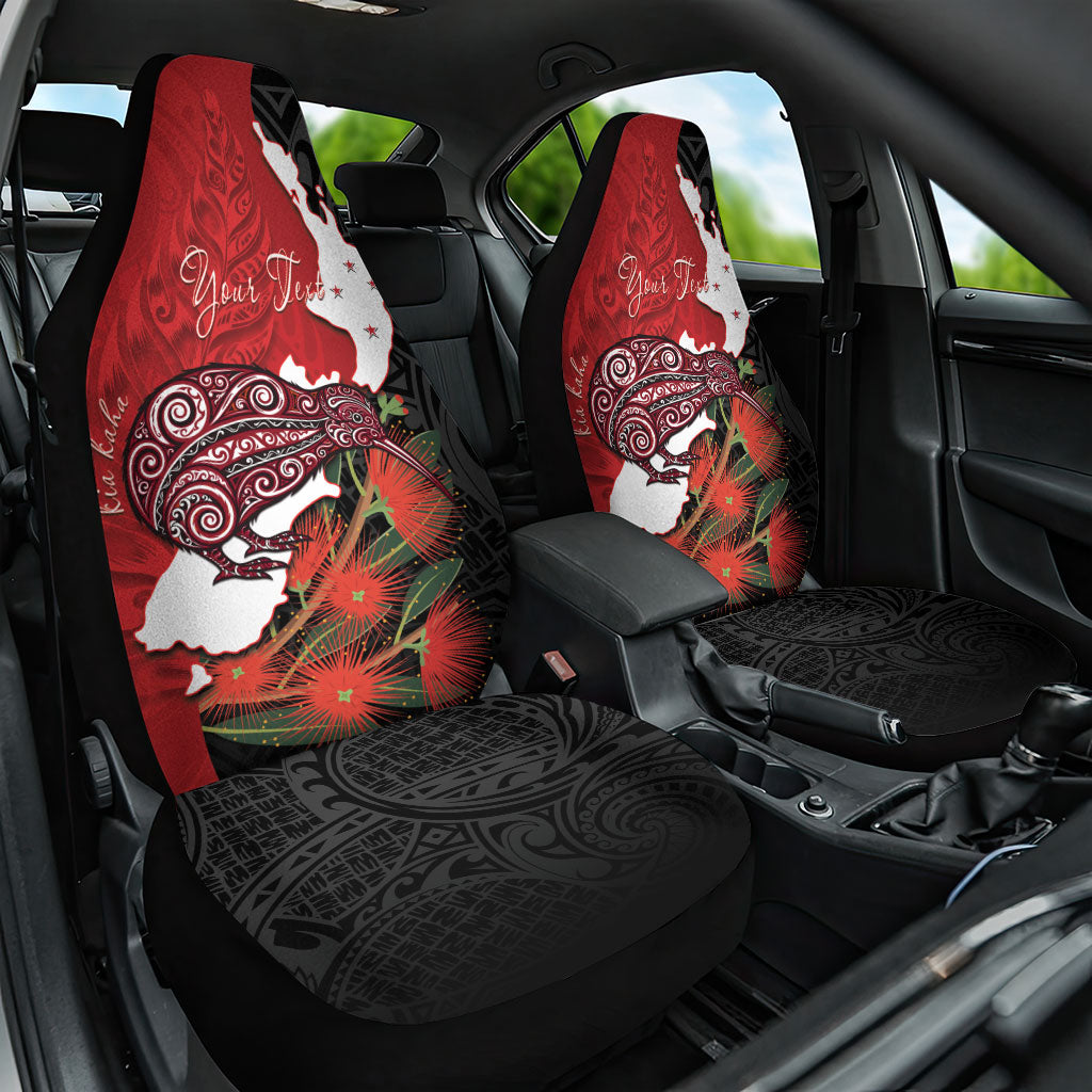 Kiwi New Zealand Personalised Car Seat Cover NZ Map Pohutukawa Fern Maori Pattern
