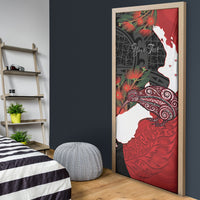 Kiwi New Zealand Personalised Door Cover NZ Map Pohutukawa Fern Maori Pattern