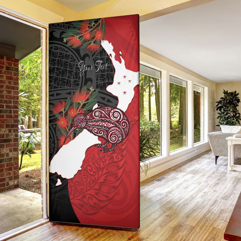 Kiwi New Zealand Personalised Door Cover NZ Map Pohutukawa Fern Maori Pattern