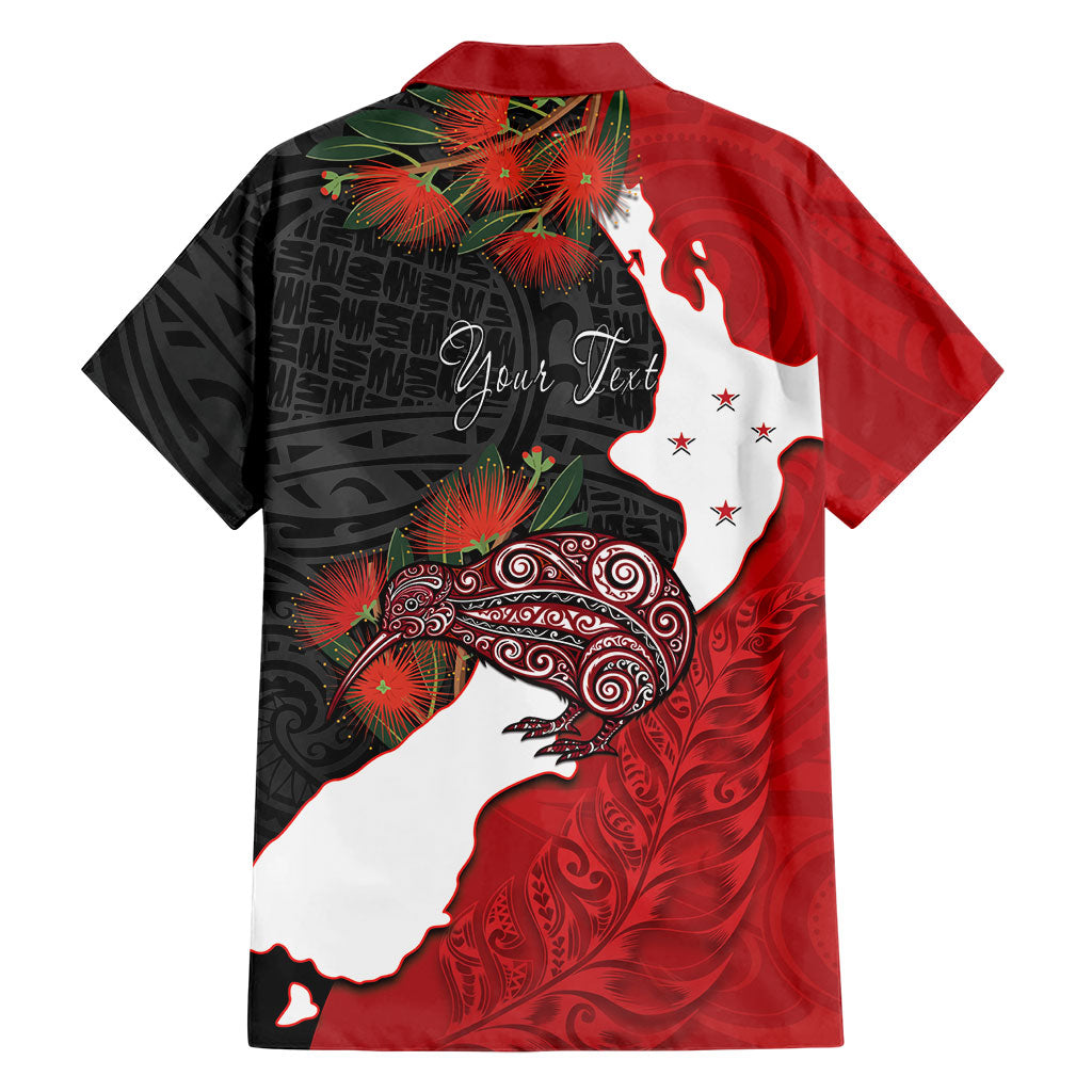 Kiwi New Zealand Personalised Family Matching Short Sleeve Bodycon Dress and Hawaiian Shirt NZ Map Pohutukawa Fern Maori Pattern LT22 - Polynesian Pride