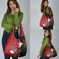 Kiwi New Zealand Personalised Grocery Bag NZ Map Pohutukawa Fern Maori Pattern