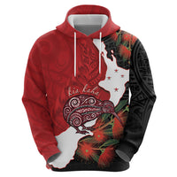 Kiwi New Zealand Personalised Hoodie NZ Map Pohutukawa Fern Maori Pattern