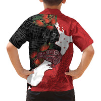 Kiwi New Zealand Personalised Kid Hawaiian Shirt NZ Map Pohutukawa Fern Maori Pattern LT22 - Polynesian Pride